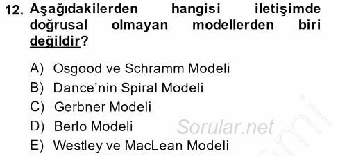 Medya ve İletişim 2014 - 2015 Ara Sınavı 12.Soru