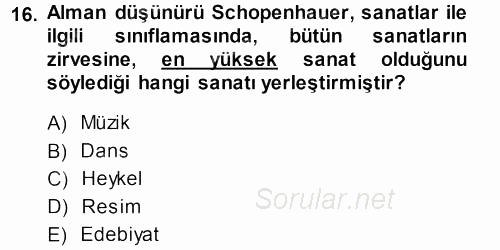 Felsefe 2013 - 2014 Dönem Sonu Sınavı 16.Soru