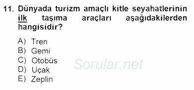 Turizm Ulaştırması 2014 - 2015 Ara Sınavı 11.Soru
