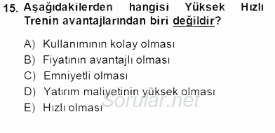 Turizm Ulaştırması 2014 - 2015 Ara Sınavı 15.Soru