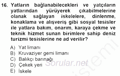 Turizm Ulaştırması 2014 - 2015 Ara Sınavı 16.Soru