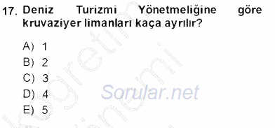 Turizm Ulaştırması 2014 - 2015 Ara Sınavı 17.Soru