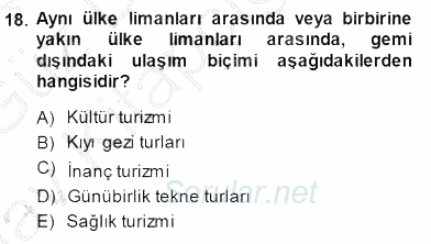 Turizm Ulaştırması 2014 - 2015 Ara Sınavı 18.Soru