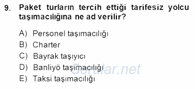 Turizm Ulaştırması 2014 - 2015 Ara Sınavı 9.Soru