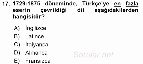 Türk Basın Tarihi 2016 - 2017 Ara Sınavı 17.Soru