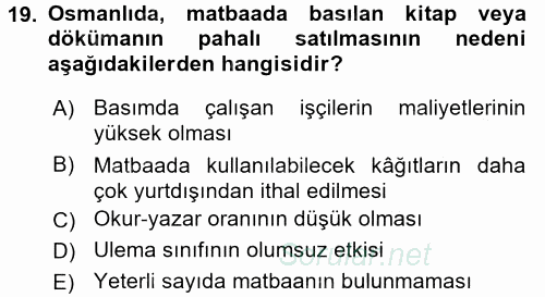 Türk Basın Tarihi 2016 - 2017 Ara Sınavı 19.Soru