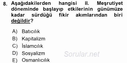 Türk Basın Tarihi 2016 - 2017 Ara Sınavı 8.Soru