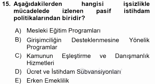 Sosyal Politika 2016 - 2017 Ara Sınavı 15.Soru