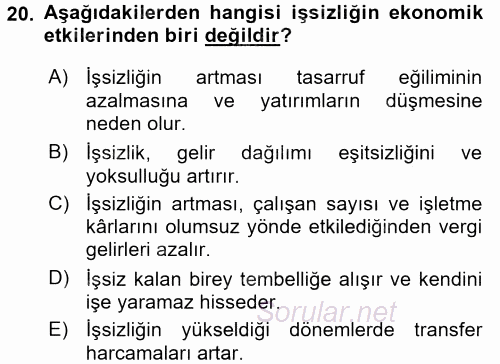 Sosyal Politika 2016 - 2017 Ara Sınavı 20.Soru