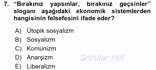 Sosyal Politika 2016 - 2017 Ara Sınavı 7.Soru