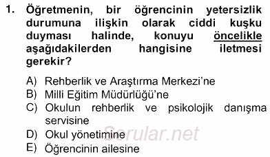 Özel Eğitim 2012 - 2013 Ara Sınavı 1.Soru