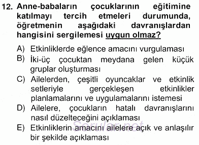 Özel Eğitim 2012 - 2013 Ara Sınavı 12.Soru