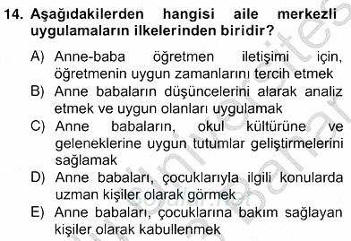 Özel Eğitim 2012 - 2013 Ara Sınavı 14.Soru