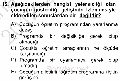 Özel Eğitim 2012 - 2013 Ara Sınavı 15.Soru