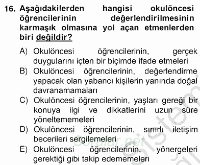 Özel Eğitim 2012 - 2013 Ara Sınavı 16.Soru