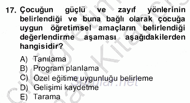 Özel Eğitim 2012 - 2013 Ara Sınavı 17.Soru