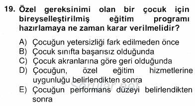 Özel Eğitim 2012 - 2013 Ara Sınavı 19.Soru