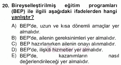 Özel Eğitim 2012 - 2013 Ara Sınavı 20.Soru