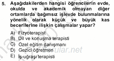 Özel Eğitim 2012 - 2013 Ara Sınavı 5.Soru