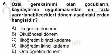Özel Eğitim 2012 - 2013 Ara Sınavı 6.Soru