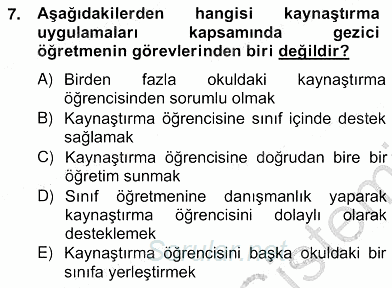 Özel Eğitim 2012 - 2013 Ara Sınavı 7.Soru