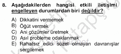 Özel Eğitim 2012 - 2013 Ara Sınavı 8.Soru