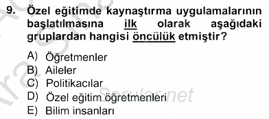 Özel Eğitim 2012 - 2013 Ara Sınavı 9.Soru