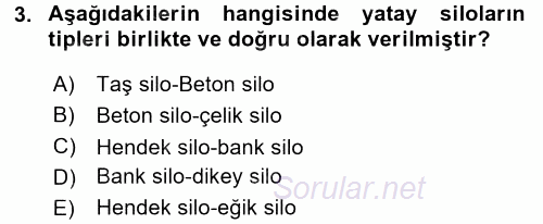 Tarımsal Yapılar ve Sulama 2016 - 2017 Dönem Sonu Sınavı 3.Soru