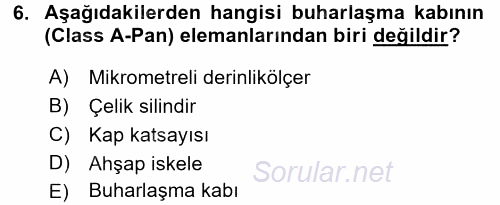 Tarımsal Yapılar ve Sulama 2016 - 2017 Dönem Sonu Sınavı 6.Soru