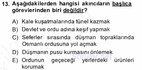 Osmanlı Merkez ve Taşra Teşkilatı 2014 - 2015 Ara Sınavı 13.Soru