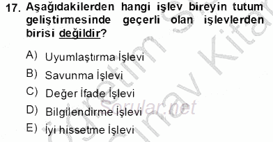 Tüketici Davranışları 2013 - 2014 Ara Sınavı 17.Soru