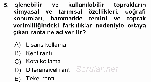 İktisadi Düşünceler Tarihi 2017 - 2018 Ara Sınavı 5.Soru