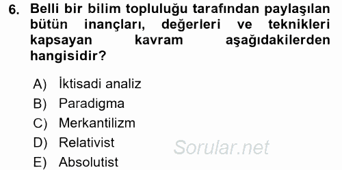 İktisadi Düşünceler Tarihi 2017 - 2018 Ara Sınavı 6.Soru