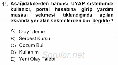 Ulusal Yargı Ağı Projesi 1 2014 - 2015 Ara Sınavı 11.Soru