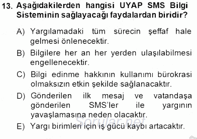 Ulusal Yargı Ağı Projesi 1 2014 - 2015 Ara Sınavı 13.Soru