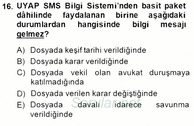 Ulusal Yargı Ağı Projesi 1 2014 - 2015 Ara Sınavı 16.Soru
