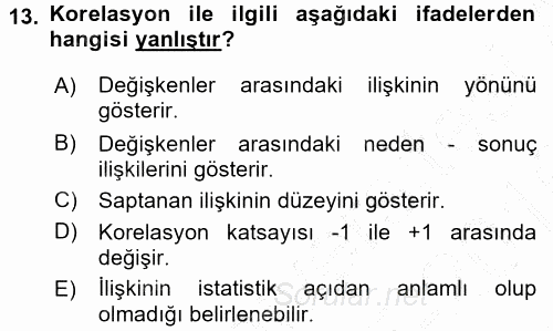 Sosyal Bilimlerde Araştırma Yöntemleri 2015 - 2016 Dönem Sonu Sınavı 13.Soru