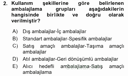 Lojistik Yönetimi 2016 - 2017 Dönem Sonu Sınavı 2.Soru