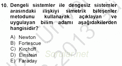 Güç Sistemleri Analizi 2012 - 2013 Ara Sınavı 10.Soru