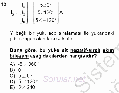 Güç Sistemleri Analizi 2012 - 2013 Ara Sınavı 12.Soru