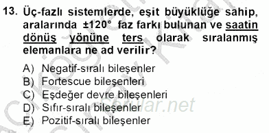 Güç Sistemleri Analizi 2012 - 2013 Ara Sınavı 13.Soru