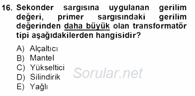 Güç Sistemleri Analizi 2012 - 2013 Ara Sınavı 16.Soru