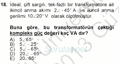 Güç Sistemleri Analizi 2012 - 2013 Ara Sınavı 18.Soru