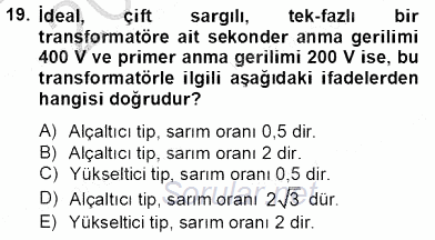 Güç Sistemleri Analizi 2012 - 2013 Ara Sınavı 19.Soru