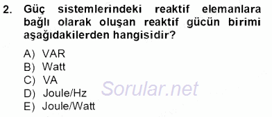 Güç Sistemleri Analizi 2012 - 2013 Ara Sınavı 2.Soru