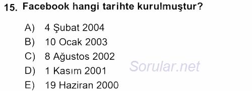 Kurumsal İletişim 2016 - 2017 Dönem Sonu Sınavı 15.Soru