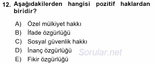 Uluslararası Sosyal Politika 2017 - 2018 3 Ders Sınavı 12.Soru