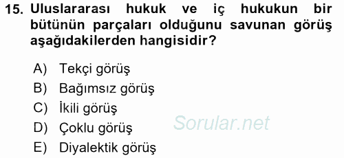 Uluslararası Sosyal Politika 2017 - 2018 3 Ders Sınavı 15.Soru
