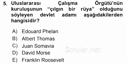 Uluslararası Sosyal Politika 2017 - 2018 3 Ders Sınavı 5.Soru