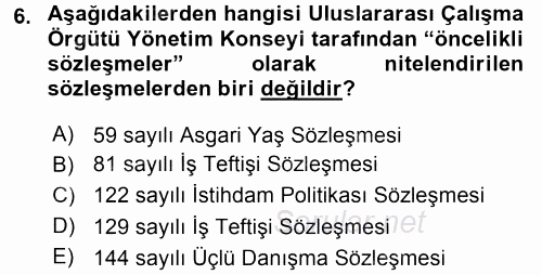 Uluslararası Sosyal Politika 2017 - 2018 3 Ders Sınavı 6.Soru